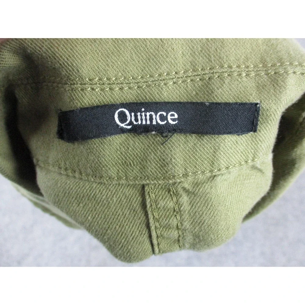Quince Coveralls Women Large Green Linen Blend Twill Jumpsuit Zip Up Long Sleeve